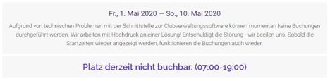 Platz nicht buchbar